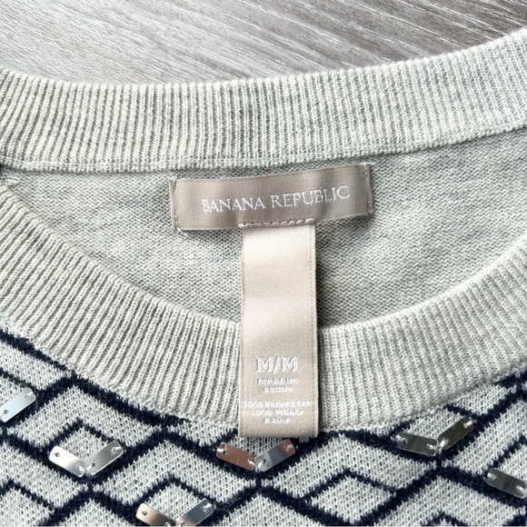 Banana Republic EMBELLISHED GEO  PRINT PULLOVER Wool Blend Sweater - Picture 6 of 15